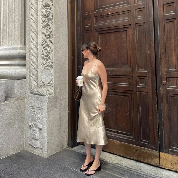 Champagne Silk Camisole Dress