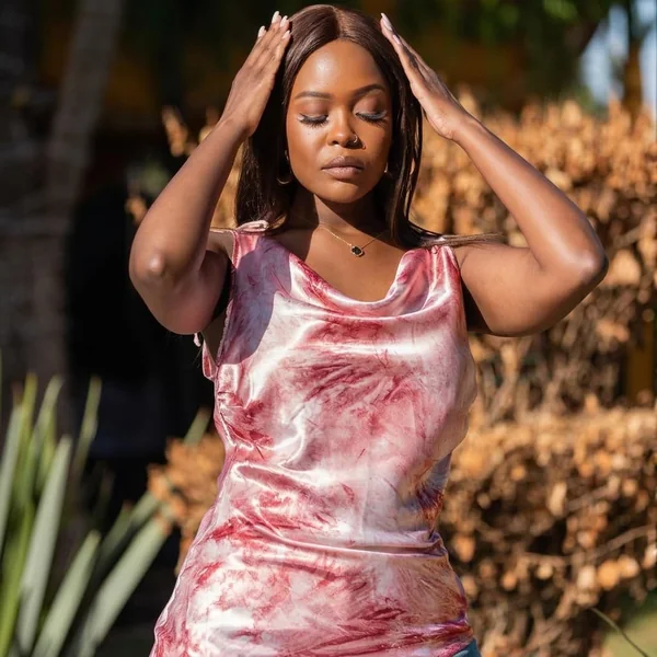 Marbled Rose Satin Cowl Top