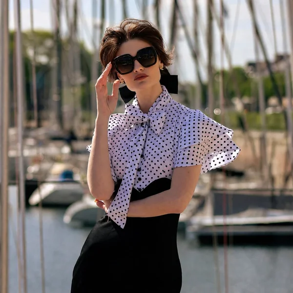 Ruffled Tie-Neck Polka Dot Blouse