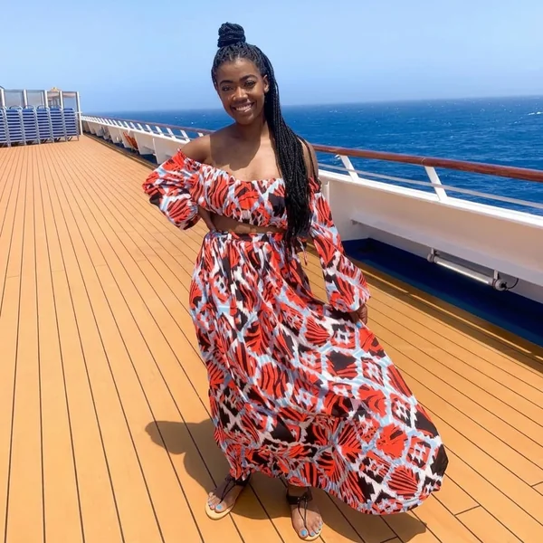 Printed Off-the-Shoulder Two-Piece Maxi