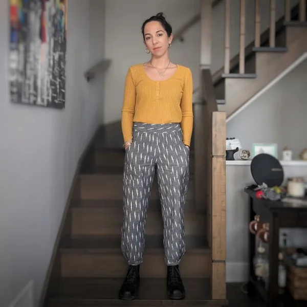 Mustard Ribbed Henley and Patterned Trousers