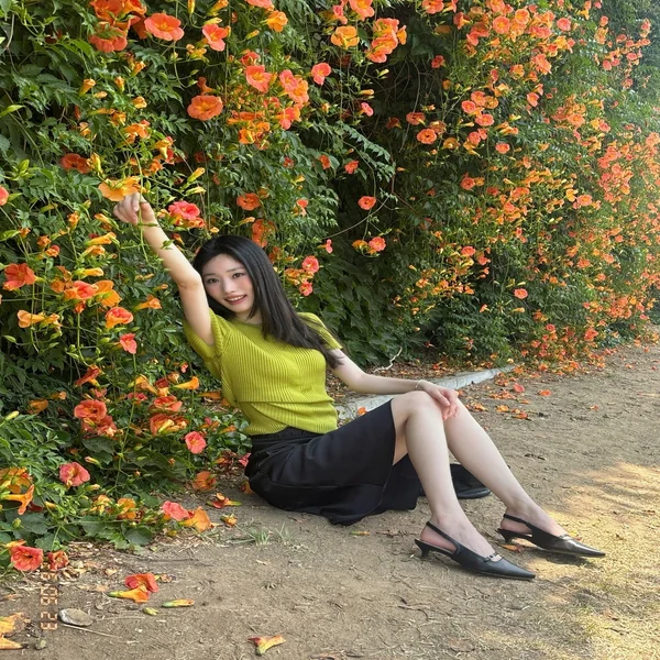 Neon Mock-Neck Top with Wide-Leg Denim