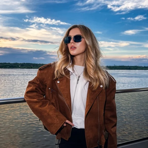 Brown Suede Biker Jacket Layer