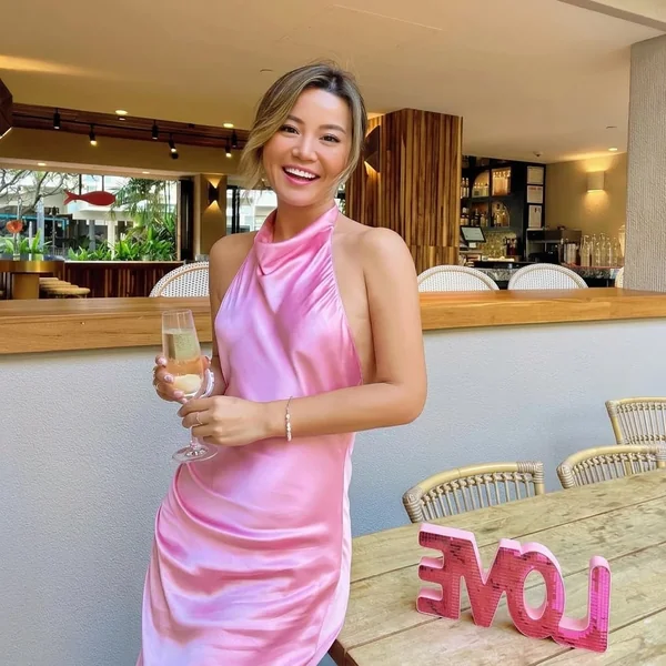 Bubblegum Pink Halter Silk Dress