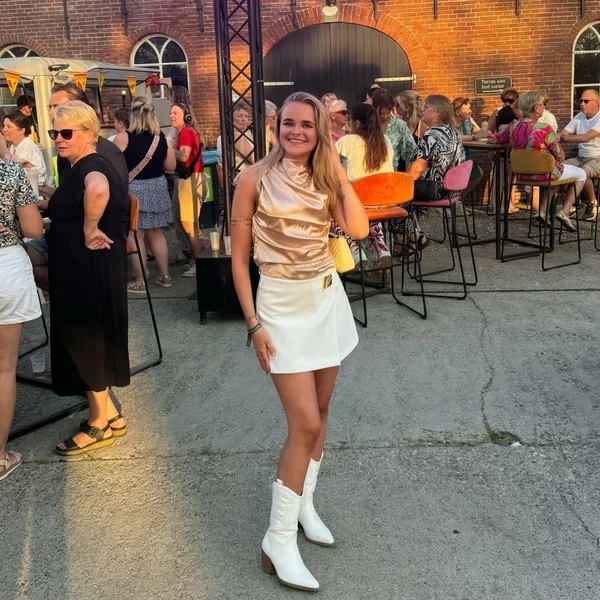 Champagne High-Neck Satin Top