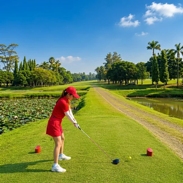 Vibrant Crimson Monochrome Golf Set