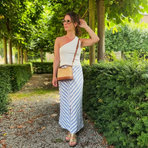 Ribbed White One-Shoulder Tank