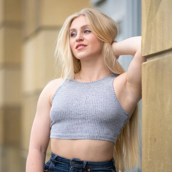 Grey Ribbed Racerback Crop Top