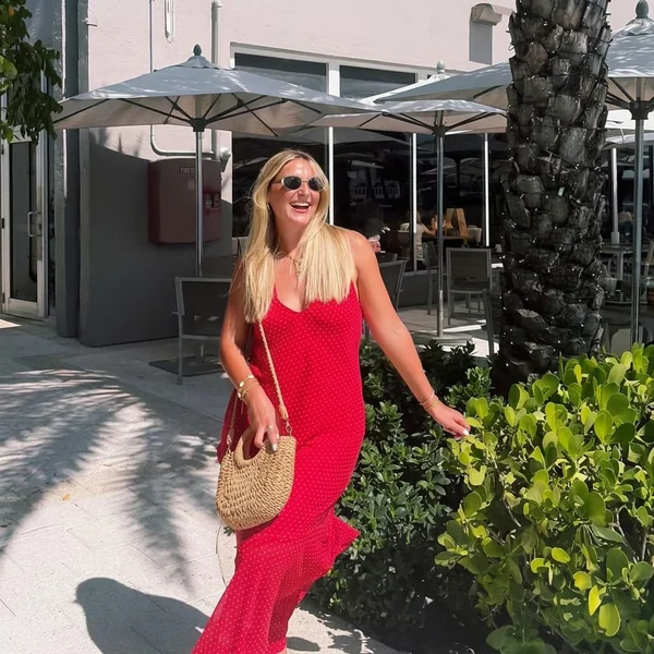 Red Polka-Dot Slip Sundress