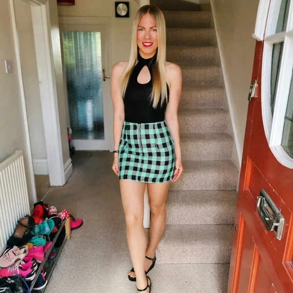 Keyhole Halter Top and Plaid Mini Skirt