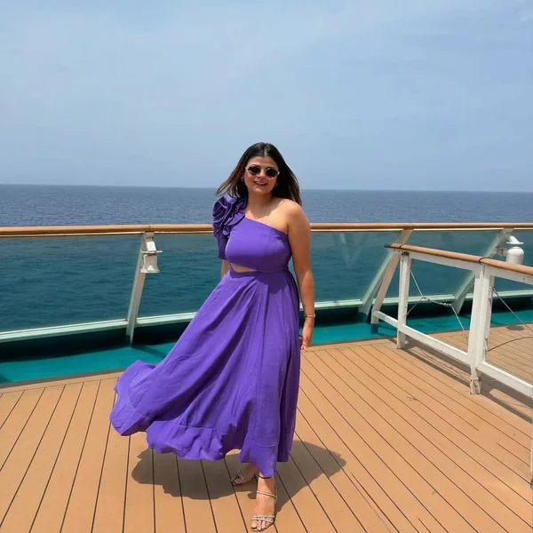 Purple One-Shoulder Cutout Maxi Dress