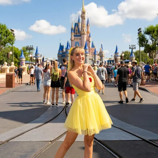 Radiant Yellow Belle-Inspired Tulle Dress