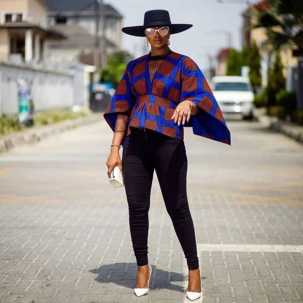 Statement Cape-Sleeve Ankara Top