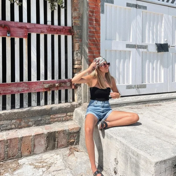 Tube Top and High-Waisted Denim Shorts