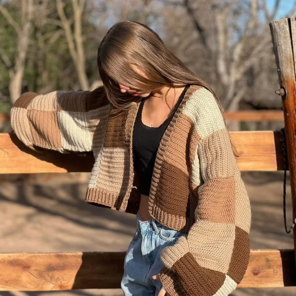 Patchwork Neutral Crochet Cardigan