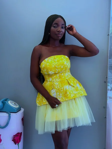 Vibrant Yellow Peplum Bustier Dress