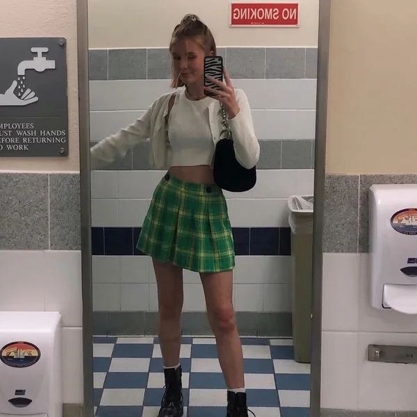 Plaid Pleated Skirt and Cardigan Set