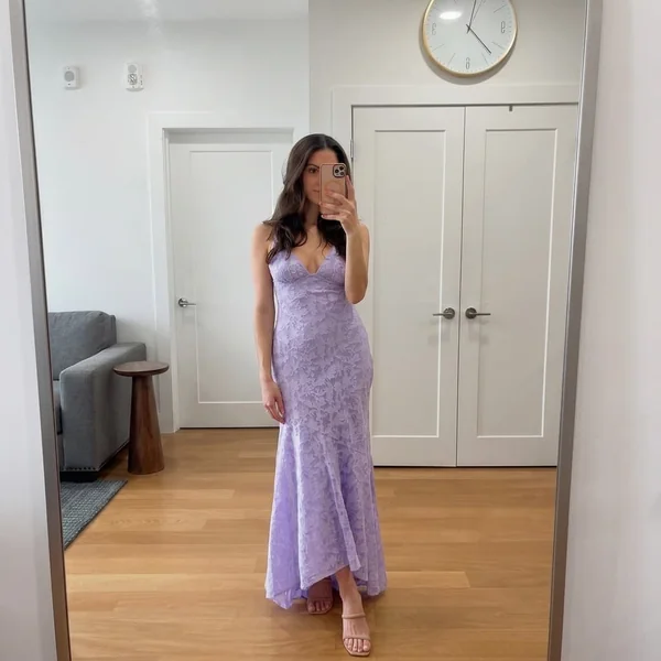 Lavender Lace Column Dress