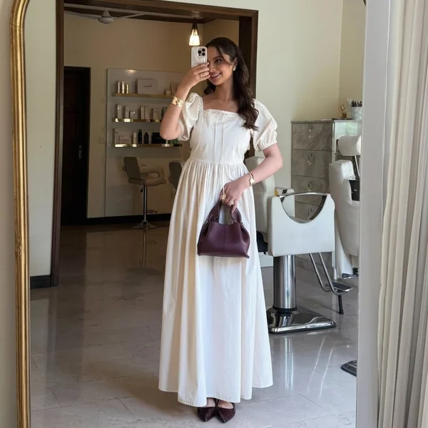 Cottagecore Puff-Sleeve Maxi Dress