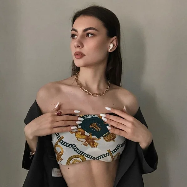 Baroque Strapless Scarf Top
