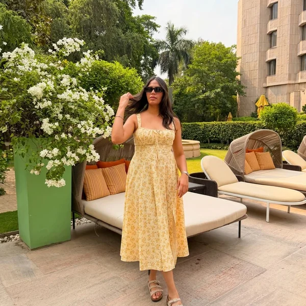 Yellow Floral Bustier Midi Dress
