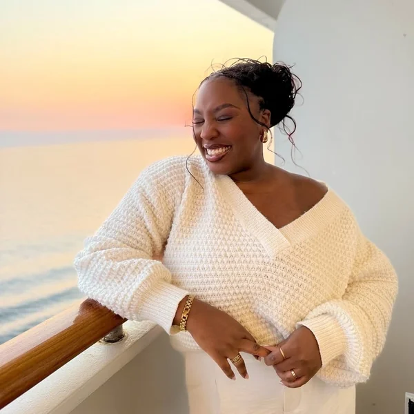 Cream Textured V-Neck Sweater