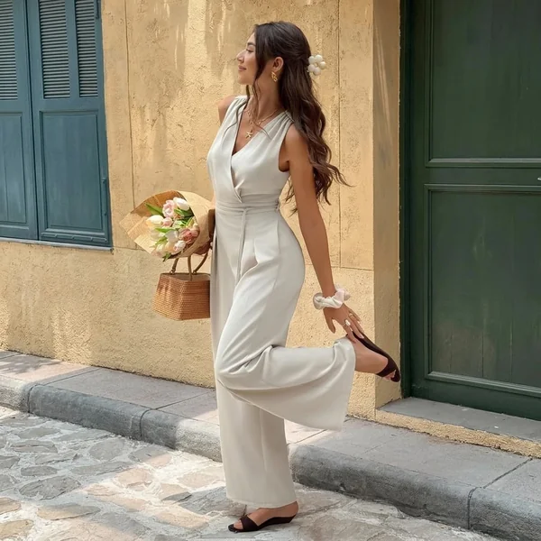 Sleeveless Wrap-Front Jumpsuit