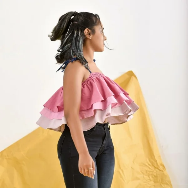 Tiered Pink Ombre Ruffle Top
