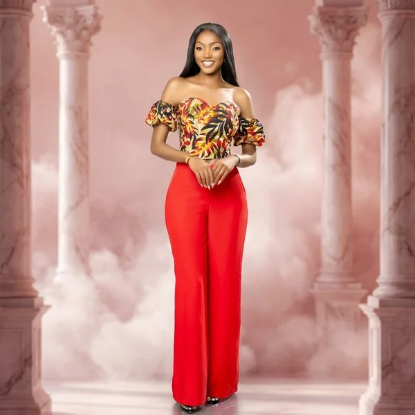 Off-the-Shoulder Ankara Corset Crop Top