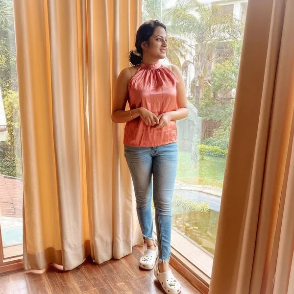Peach Halter-Neck Satin Top