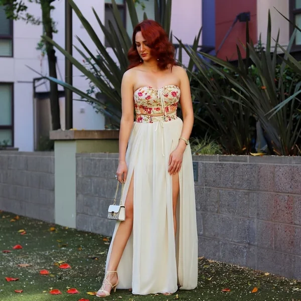 Embroidered Floral Strapless Corset
