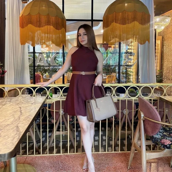 Halter-Neck Burgundy Skater Dress
