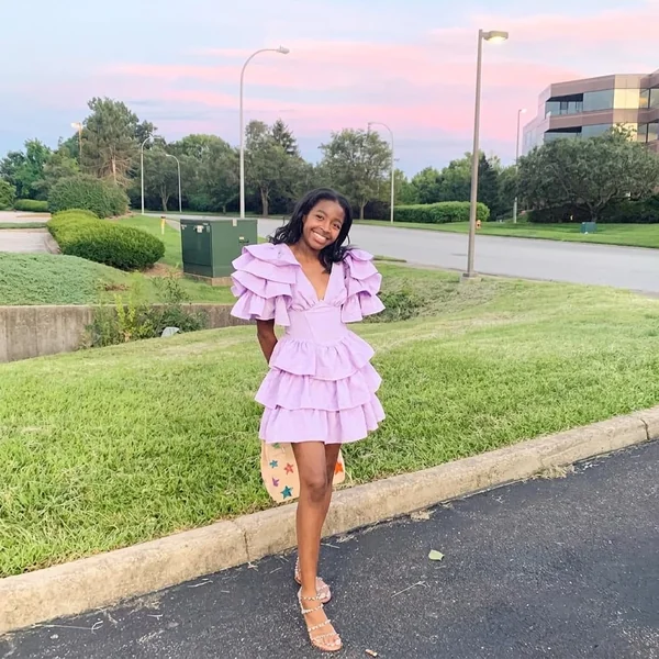 Lavender Eyelet Tiered Ruffle Dress