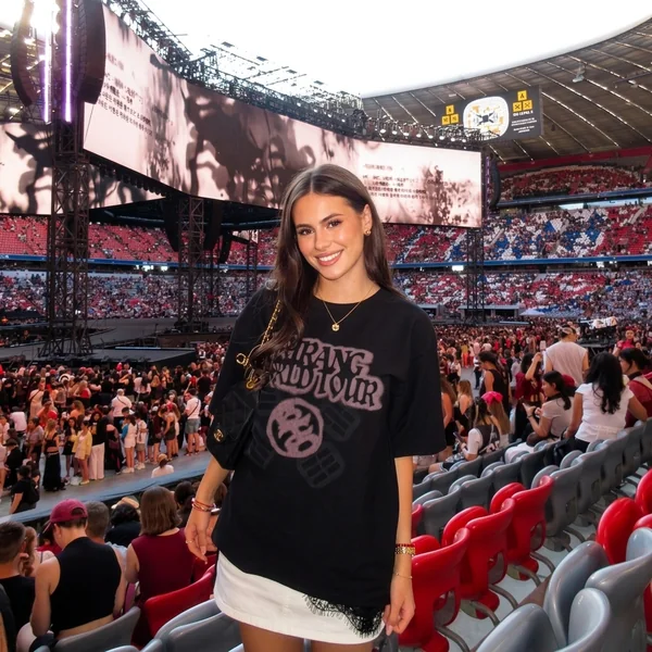 Oversized Graphic Tee & Lace-Trim Mini Skirt