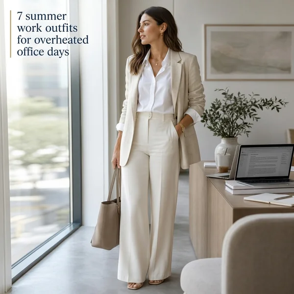 Beige Linen Blazer & Off-White Trousers