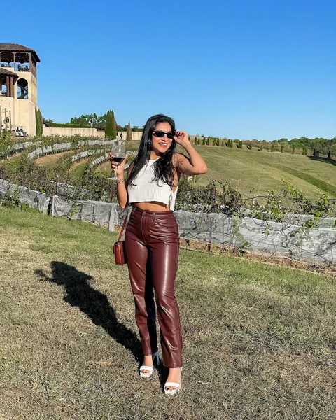 Cropped Crop Tank & Faux Leather Trousers