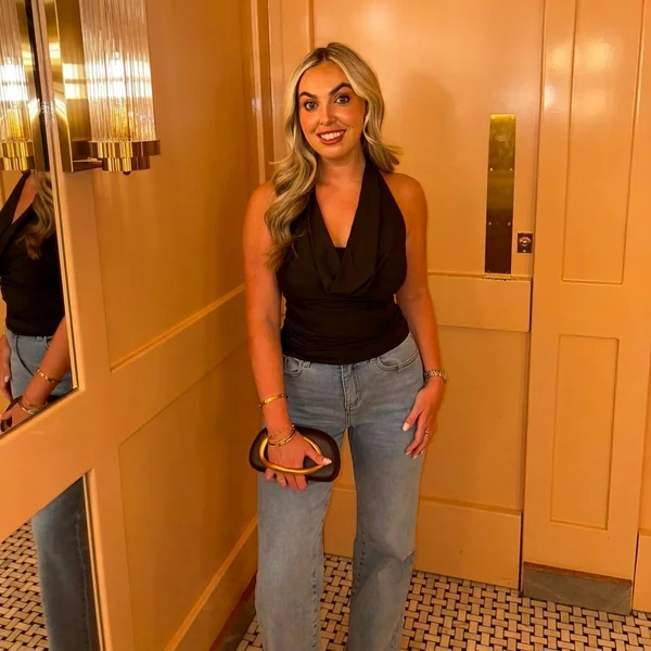 Cowl Neck Halter & Jeans