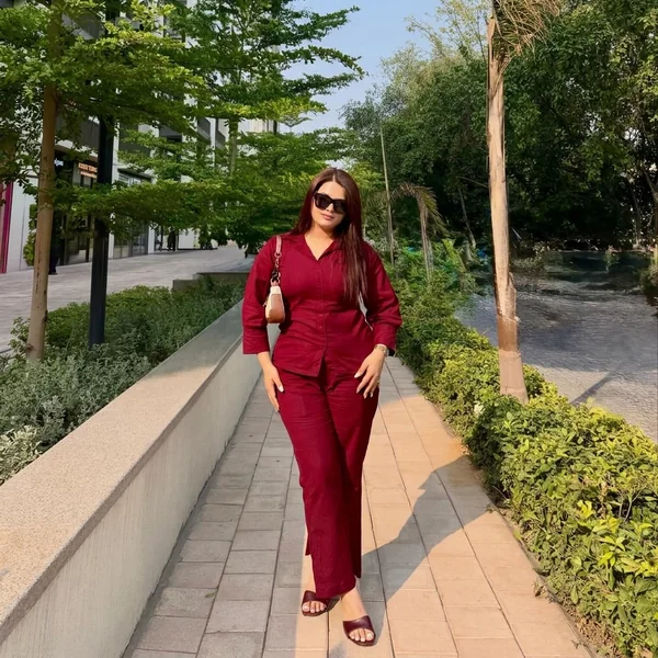 Burgundy Linen Co-Ord Set