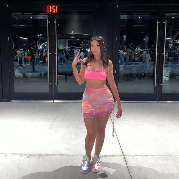 Neon Pink Bralette and Tie-Dye Mini