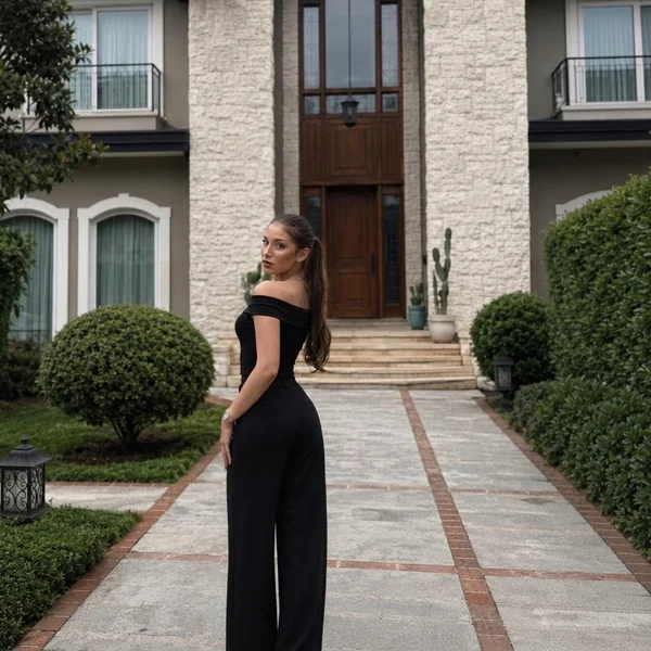 Off-The-Shoulder Fitted Wide-Leg Jumpsuit