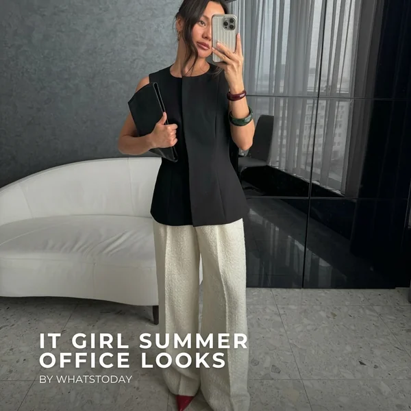 Black Sleeveless Peplum Vest & White Trousers