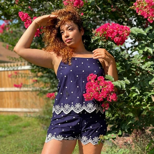 Polka Dot Embroidered Cami and Shorts Set
