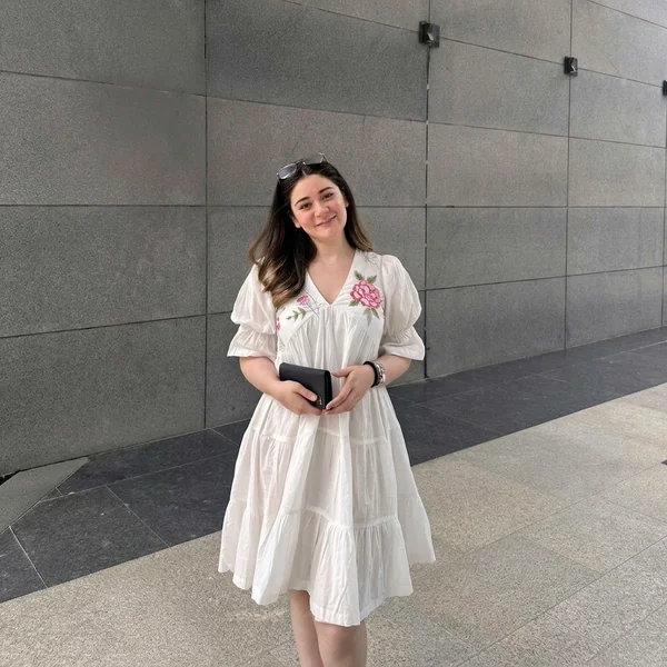 White Embroidered Tiered Mini Dress