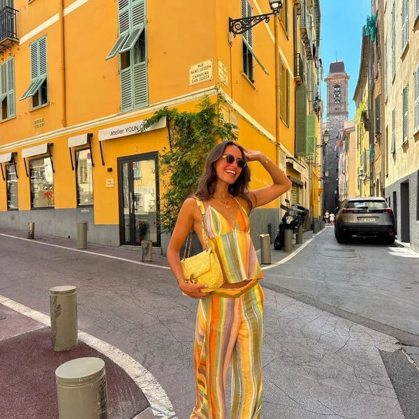 Striped Linen Camisole and Wide-Leg Pants Set