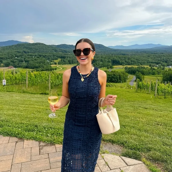 Navy Crochet Lace Midi Dress