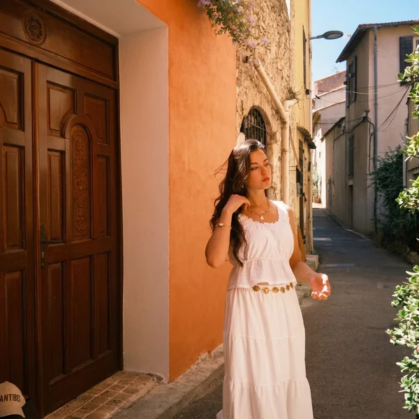 Flowy White Tiered Maxi and Ruffled Top