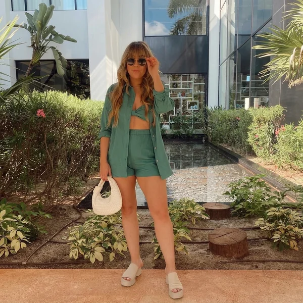 Sage Green Three-Piece Shorts Set