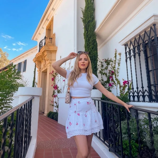 Crop Tee & Floral Eyelet Skirt