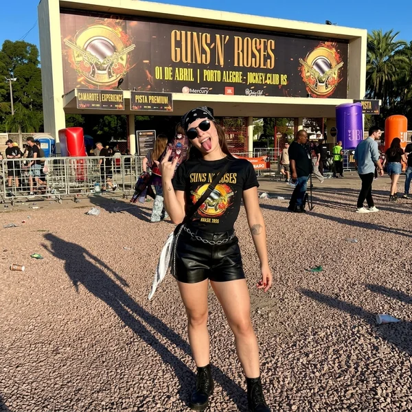 Band Tee with Leather Shorts