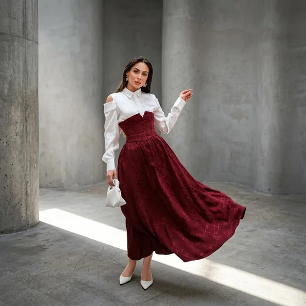 Burgundy Corset Maxi Dress